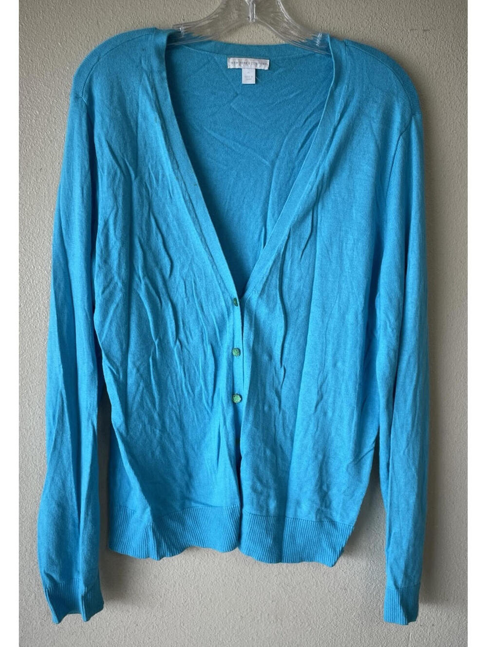 NY And Co. Turquoise Blue Cardigan Long Sleeve Button